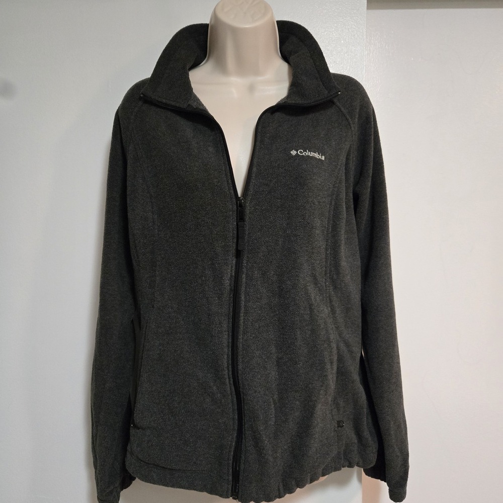 Columbia Womans‎ Size L Full Zip Gray Zip Pockets Soft Fleece Jacket